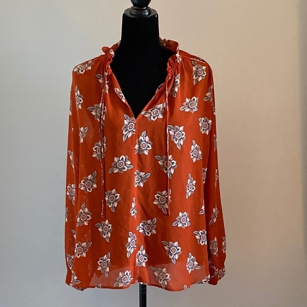 Flowered Boho Top w volume sleeves